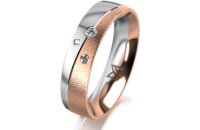 Ring 18 Karat Rot-/Weissgold 5.0 mm sandmatt 3 Brillanten...