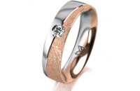 Ring 18 Karat Rot-/Weissgold 5.0 mm kreismatt 1 Brillant...