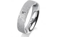 Ring 14 Karat Weissgold 5.0 mm kreismatt 1 Brillant G vs...