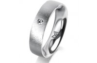 Ring 14 Karat Weissgold 5.0 mm sandmatt 1 Brillant G vs...