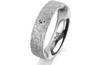 Ring 14 Karat Weissgold 5.0 mm kristallmatt 1 Brillant G...