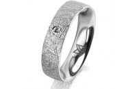 Ring 14 Karat Weissgold 5.0 mm kristallmatt 1 Brillant G...