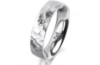 Ring 14 Karat Weissgold 5.0 mm diamantmatt 1 Brillant G...