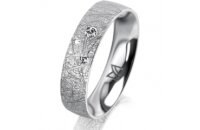 Ring 14 Karat Weissgold 5.0 mm kristallmatt 3 Brillanten...