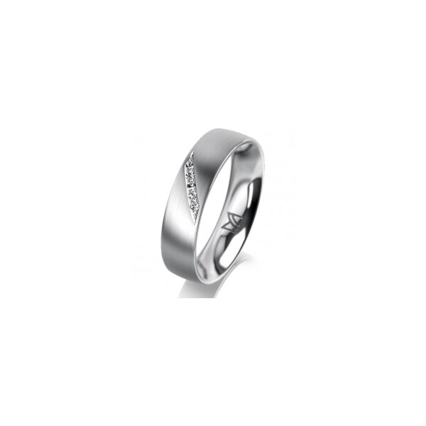 Ring 14 Karat Weissgold 5.0 mm l&auml;ngsmatt 5 Brillanten G vs Gesamt 0,035ct