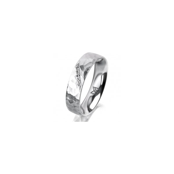 Ring 14 Karat Weissgold 5.0 mm diamantmatt 5 Brillanten G vs Gesamt 0,035ct