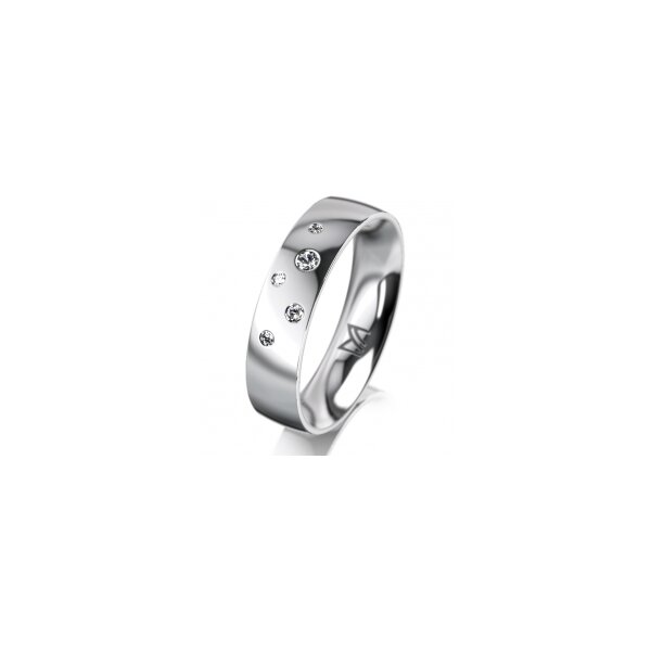 Ring 14 Karat Weissgold 5.0 mm poliert 5 Brillanten G vs Gesamt 0,055ct