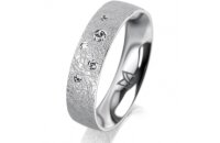Ring 14 Karat Weissgold 5.0 mm kreismatt 5 Brillanten G...