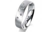 Ring 14 Karat Weissgold 5.0 mm sandmatt 5 Brillanten G vs...