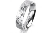 Ring 14 Karat Weissgold 5.0 mm diamantmatt 5 Brillanten G...
