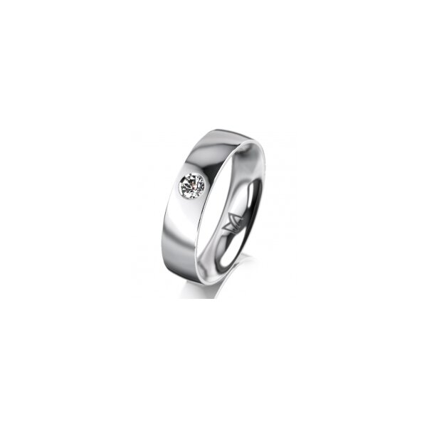 Ring 14 Karat Weissgold 5.0 mm poliert 1 Brillant G vs 0,090ct
