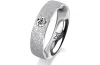 Ring 14 Karat Weissgold 5.0 mm kreismatt 1 Brillant G vs...