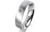 Ring 18 Karat Weissgold 5.0 mm sandmatt 1 Brillant G vs...