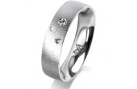 Ring 18 Karat Weissgold 5.0 mm sandmatt 3 Brillanten G vs...