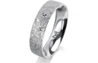 Ring 18 Karat Weissgold 5.0 mm kristallmatt 3 Brillanten...