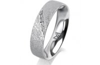 Ring 18 Karat Weissgold 5.0 mm kreismatt 5 Brillanten G...