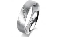 Ring 18 Karat Weissgold 5.0 mm sandmatt 5 Brillanten G vs...