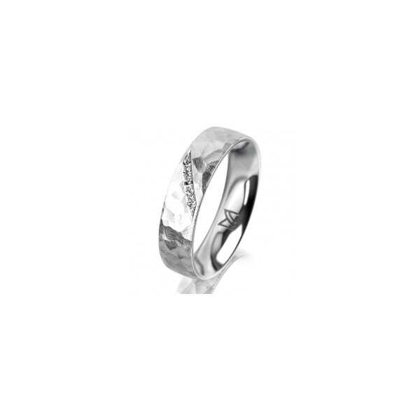 Ring 18 Karat Weissgold 5.0 mm diamantmatt 5 Brillanten G vs Gesamt 0,035ct