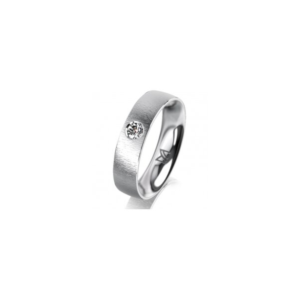 Ring 18 Karat Weissgold 5.0 mm sandmatt 1 Brillant G vs 0,090ct