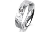 Ring 18 Karat Weissgold 5.0 mm diamantmatt 1 Brillant G...