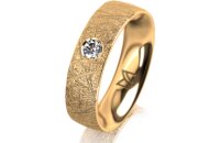 Ring 14 Karat Gelbgold 5.5 mm kristallmatt 1 Brillant G...