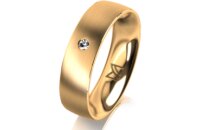 Ring 18 Karat Gelbgold 5.5 mm l&auml;ngsmatt 1 Brillant G...