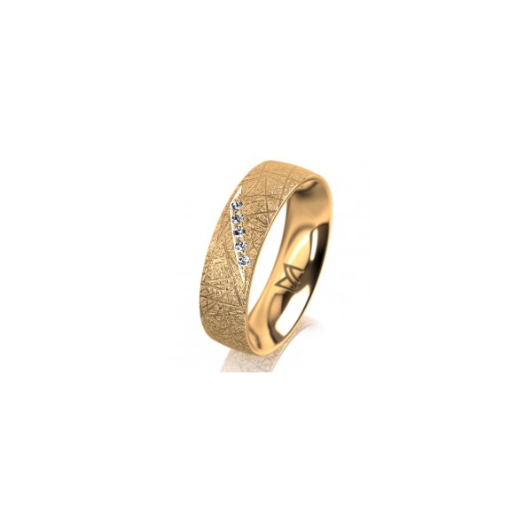 Ring 18 Karat Gelbgold 5.5 mm kristallmatt 5 Brillanten G vs Gesamt 0,045ct