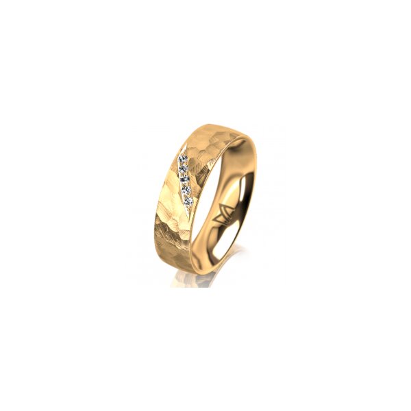 Ring 18 Karat Gelbgold 5.5 mm diamantmatt 5 Brillanten G vs Gesamt 0,045ct