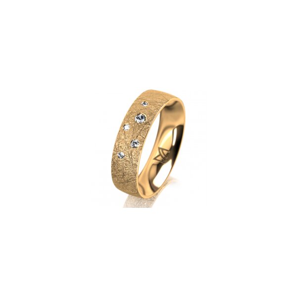 Ring 18 Karat Gelbgold 5.5 mm kristallmatt 5 Brillanten G vs Gesamt 0,065ct