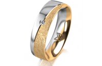 Ring 14 Karat Gelb-/Weissgold 5.5 mm kreismatt 1 Brillant...