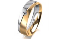 Ring 14 Karat Gelb-/Weissgold 5.5 mm l&auml;ngsmatt 1...
