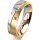 Ring 14 Karat Gelb-/Weissgold 5.5 mm sandmatt 3 Brillanten G vs Gesamt 0,050ct