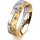 Ring 14 Karat Gelb-/Weissgold 5.5 mm diamantmatt 3 Brillanten G vs Gesamt 0,050ct