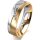 Ring 14 Karat Gelb-/Weissgold 5.5 mm längsmatt 5 Brillanten G vs Gesamt 0,045ct