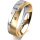 Ring 14 Karat Gelb-/Weissgold 5.5 mm l&auml;ngsmatt 5 Brillanten G vs Gesamt 0,065ct
