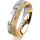 Ring 14 Karat Gelb-/Weissgold 5.5 mm kristallmatt 5 Brillanten G vs Gesamt 0,065ct