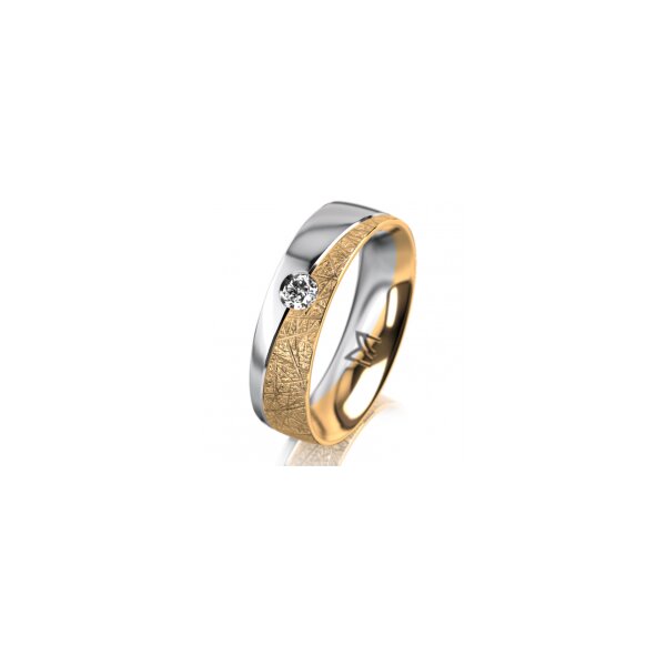 Ring 14 Karat Gelb-/Weissgold 5.5 mm kristallmatt 1 Brillant G vs 0,090ct