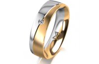 Ring 18 Karat Gelb-/Weissgold 5.5 mm l&auml;ngsmatt 1...