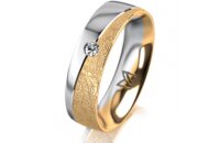 Ring 18 Karat Gelb-/Weissgold 5.5 mm kreismatt 1 Brillant...