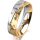 Ring 18 Karat Gelb-/Weissgold 5.5 mm diamantmatt 5 Brillanten G vs Gesamt 0,065ct