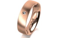 Ring 18 Karat Rotgold 5.5 mm l&auml;ngsmatt 1 Brillant G...