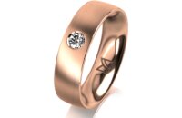 Ring 18 Karat Rotgold 5.5 mm l&auml;ngsmatt 1 Brillant G...