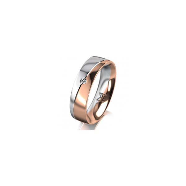 Ring 14 Karat Rot-/Weissgold 5.5 mm poliert 1 Brillant G vs 0,025ct