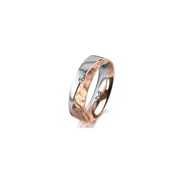 Ring 14 Karat Rot-/Weissgold 5.5 mm diamantmatt 1 Brillant G vs 0,025ct