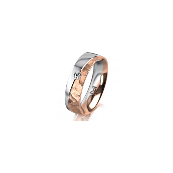 Ring 14 Karat Rot-/Weissgold 5.5 mm diamantmatt 1 Brillant G vs 0,050ct