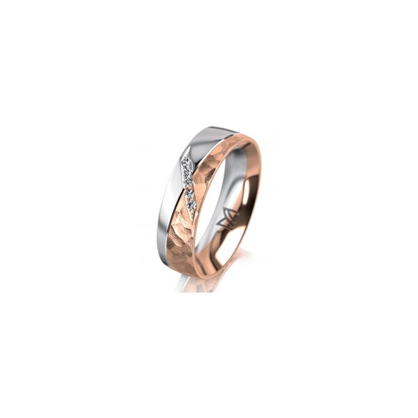 Ring 14 Karat Rot-/Weissgold 5.5 mm diamantmatt 5 Brillanten G vs Gesamt 0,045ct