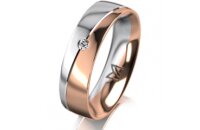Ring 18 Karat Rot-/Weissgold 5.5 mm poliert 1 Brillant G...