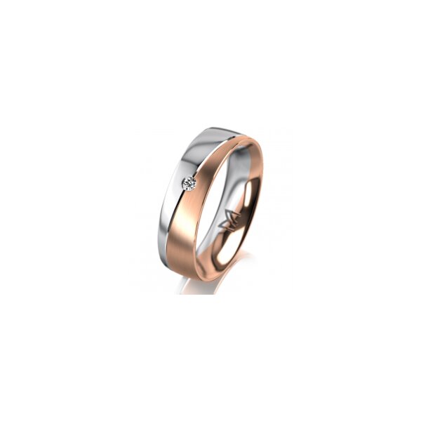 Ring 18 Karat Rot-/Weissgold 5.5 mm l&auml;ngsmatt 1 Brillant G vs 0,025ct