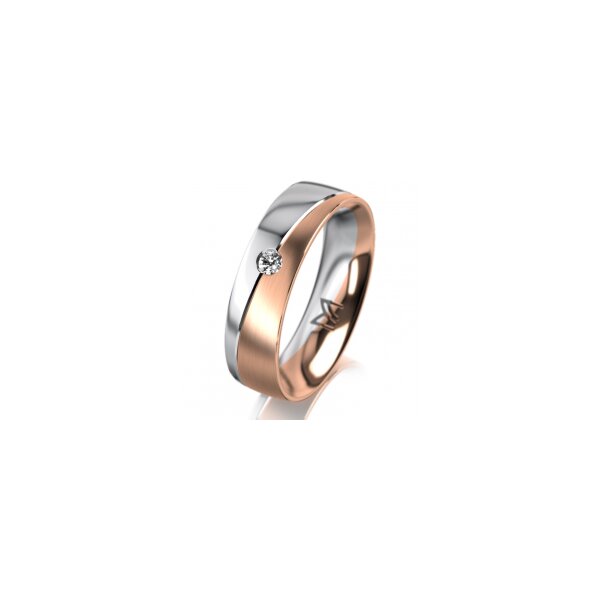 Ring 18 Karat Rot-/Weissgold 5.5 mm längsmatt 1 Brillant G vs 0,050ct