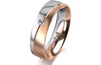 Ring 18 Karat Rot-/Weissgold 5.5 mm l&auml;ngsmatt 1...